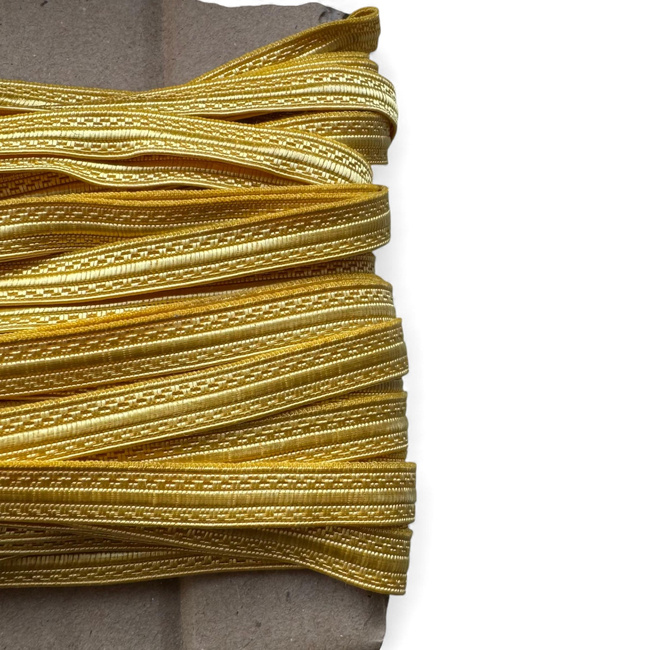Embroidered Silk Braid Roll for Uniforms - 1 m x 8 mm - Romanian Army Military Surplus - Yellow - Like New
