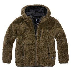 Teddyfleece kabát kapucnival gyerekeknek - olive - Brandit