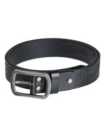 LEATHER BELT WESTERN - BLACK