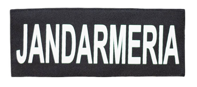 Back emblem "JANDARMERIA", on black backing and Velcro application - 26 x10,5 cm