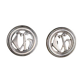 PAIR OF RANK INSIGNIA - CHEMISTRY - ROMANIAN ARMY MILITARY SURPLUS - SILVER - IN GOOD CONDITION