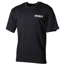 PAMUT PÓLÓ "SECURITY" FELIRATTAL NYOMTATÁS - MFH® - FEKETE