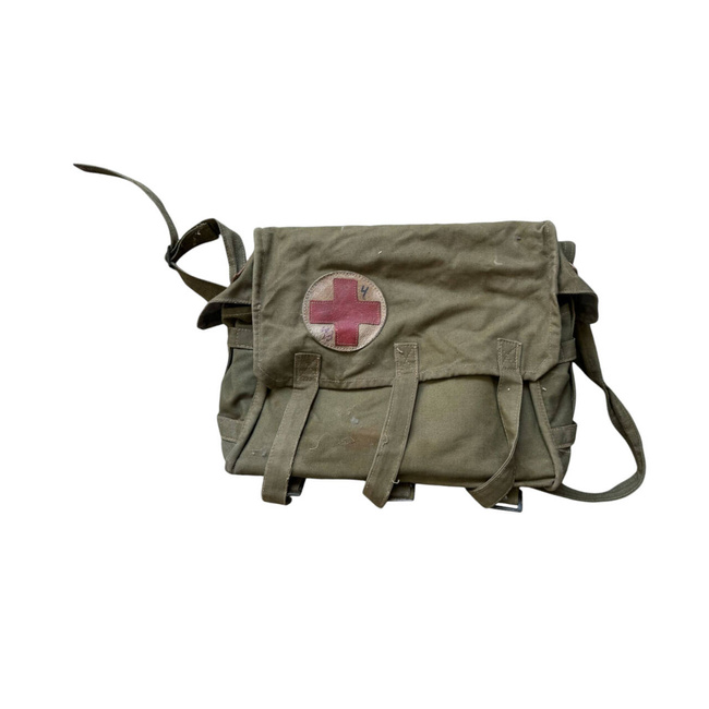 VINTAGE EGÉSZSÉGÜGYI TÁSKA KÖTSZEREKKEL - KATONAI TÖBBLET ROMÁN HADSEREG - JÓ ÁLLAPOTBAN
