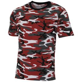 Póló US, "Streetstyle", piros camo, 140-145 g/m²