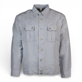 Service Shirt with Two Pockets and Long Sleeves - East German Navy Military Surplus - Volksmarine der NVA - Blue - Like Ne