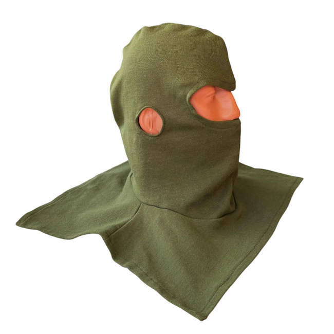 BALACLAVA WITH EAR HOLES - GREEN OD - ROMANIAN ARMY MILITARY SURPLUS - IN GOOD CONDITION