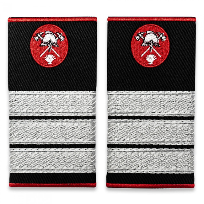 Grade Plutonier Adjutant Pompieri ISU, IGSU țesute pe suport textil din tercot lipit, cu semn de armă brodat