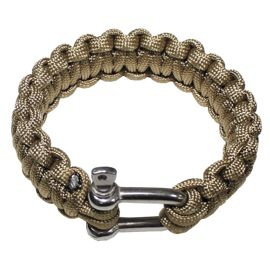 Paracord karkötő seklivel, coyote, 2.3 cm