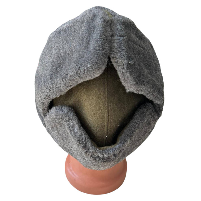 CLOTH CAP WITH FUR - GREEN - MILITARY SURPLUS ROMANIAN ARMY - USED