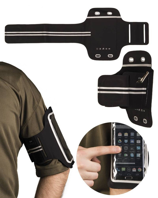 SPORTS ARMBAND WITH PHONE POUCH AND KEY CASE - LYCRA - Mil-Tec - OD (Olive Drab)