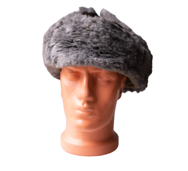 Fur hat, Cold War era, Romanian Army Surplus - GREY/CAMO