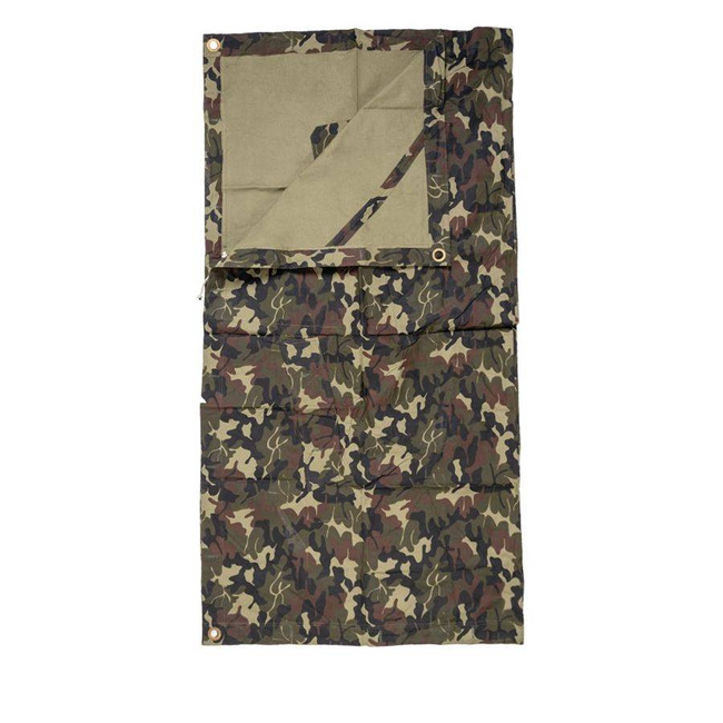 TENT TARPAULIN PLASH-PALATKA RAIN CAPE/SHELTER HALF - 180 x 180 CM - LEAF MOSAIC CAMOUFLAGE - ROMANIAN ARMY MILITARY SURPLUS - LIKE NEW