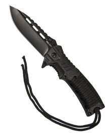 Fekete egykezes kés paracord w.fire starter