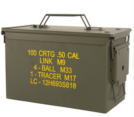AMERIKAI LŐSZERES DOBOZ - ACÉL - M2A1 - CAL. 50 - OLAJZÖLD SZÍNŰ