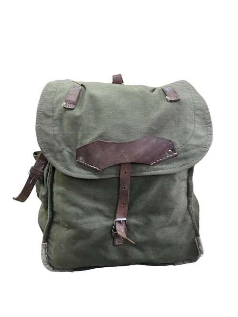 Katonai hátizsák- Hidegháborús román hadsereg (vászon) - vintage ritka - Zöld OD - Használt