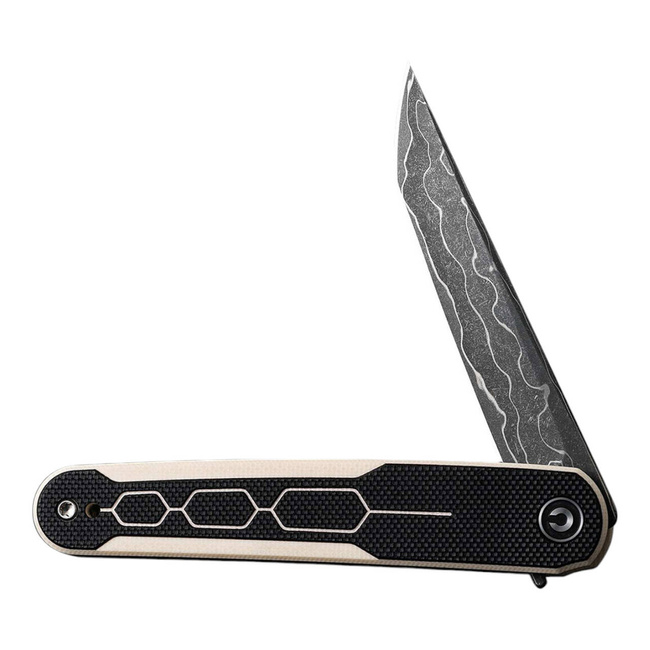 EDC KÉS KWAIQ MILLED G10 IVORY & FEKETE DAMASCUS - CIVIVI