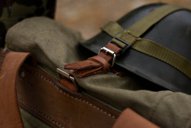 Katonai hátizsák- Hidegháborús román hadsereg (vászon) - vintage ritka - Zöld OD - Mint új