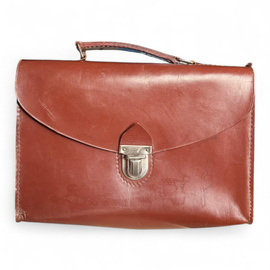 Bőr Dokumentum Táska - Román Hadsereg Katonai Surplus - Barna - Jó Állapotban