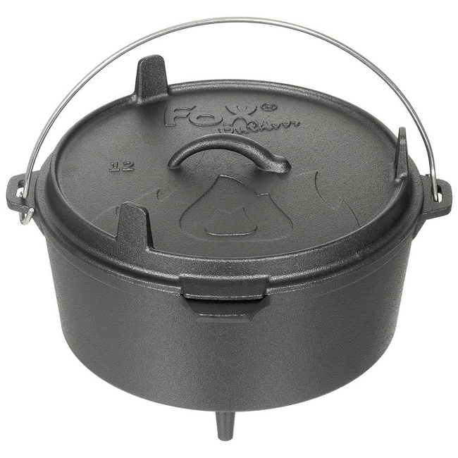 CAST IRON POT - "DUTCH OVEN" - 5.7 L - BLACK - FOX® Outdoor