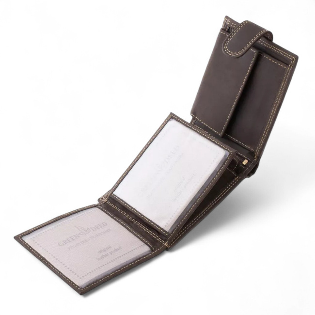 Bőrpénztárca vadászoknak mintával - Kutyalábnyomok - Barna - GreenDeed