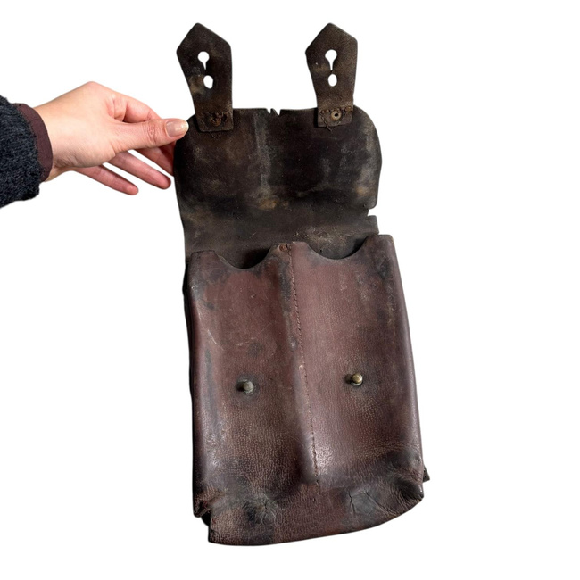 Bőr táska 4 AK-47 tölténytárhoz - Román hadsereg feleslege - Használt