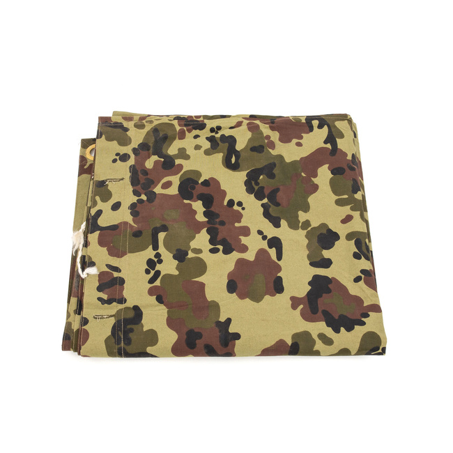 TENT TARPAULIN PLASH-PALATKA RAIN CAPE/SHELTER HALF - 180 x 180 CM - DALMATIAN MOZAIC CAMO - ROMANIAN ARMY MILITARY SURPLUS - USED