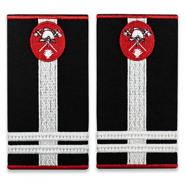 Grade Locotenent Colonel pompieri IGSU tesute pe suport textil din tercot lipit, cu semn de arma metalic