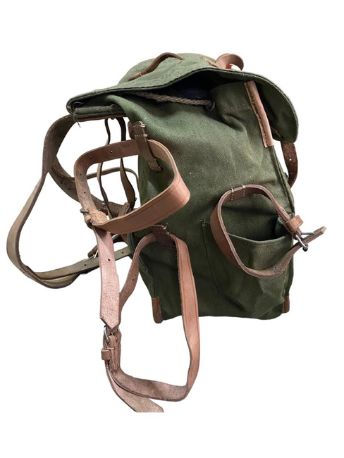 Katonai hátizsák- Hidegháborús román hadsereg (vászon) - vintage ritka - Zöld OD - Mint új