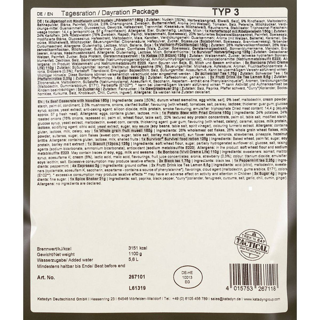 Napi adag csomag,"Typ III" Trek 'n Eat