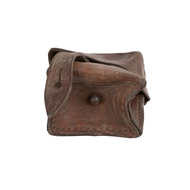 SINGLE POCKET, LEATHER CARTRIDGE POUCH PORT ZB, WWII - MILITARY SURPLUS ROMANIAN ARMY - BROWN - USED