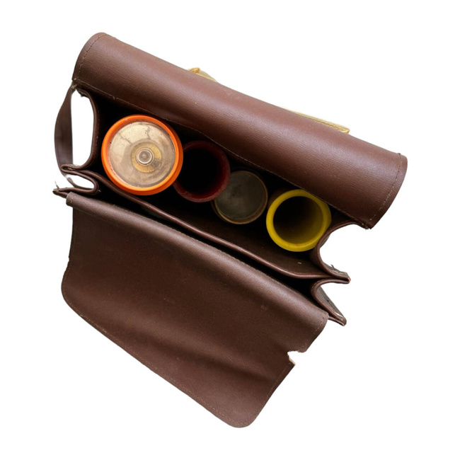 MŰBŐR TÁSKA TARTALOMMAL - KATONAI FELESLEG ROMÁN HADSEREG - BARNA - JÓ ÁLLAPOTBAN