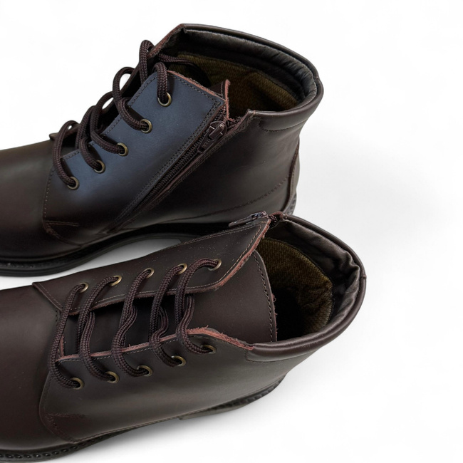 Laced Boots for Personnel, Students, and Cadets - LENOX - Brown