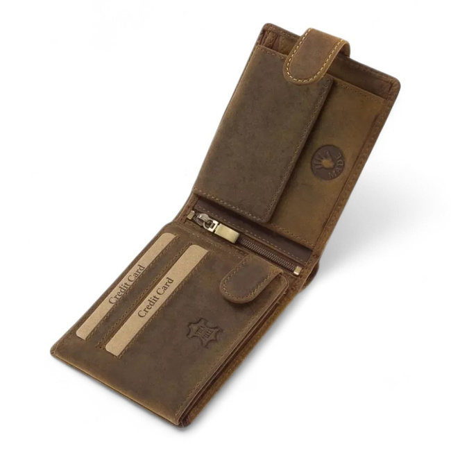 Leather Wallet for Hunters with Print - Deer - Brown - GreenDeed