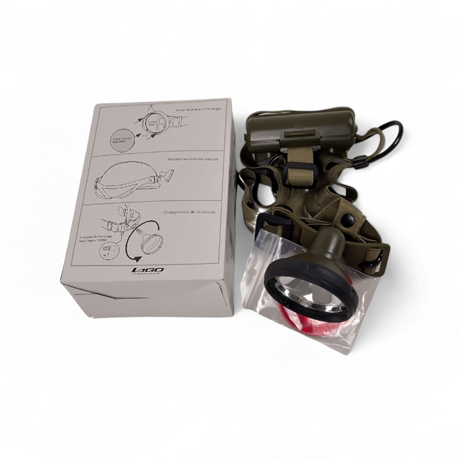 LAGO fejlámpa - Francia Hadsereg katonai felesleg - Zöld olíva/CCE-álca - Mint új