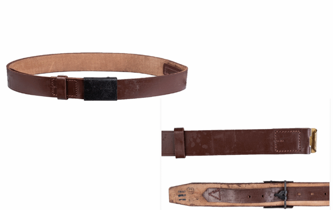 LEATHER BELT WITH BLACK BUCKLE - MILITARY SURPLUS ROMANIAN ARMY - USED