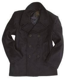 Amerikai tengerész kabát, gyapjúból, fekete gombokkal, Sötétkék