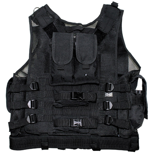 Vest, "USMC", with belt, holster, var. pouches, Black