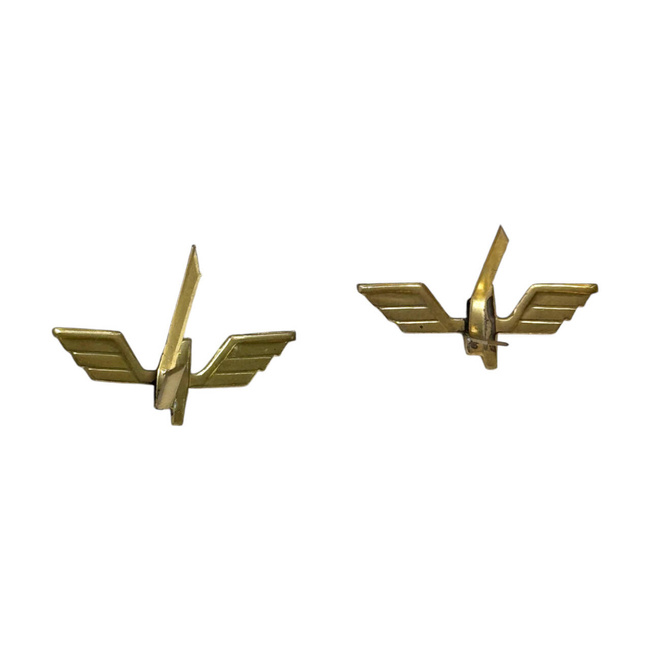 PAIR OF RANK INSIGNIA - CFR - AIUD -1988-1989 - ROMANIAN ARMY MILITARY SURPLUS - GOLDEN - IN GOOD CONDITION