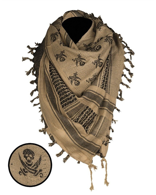Shemagh scarf - coyote/black skull