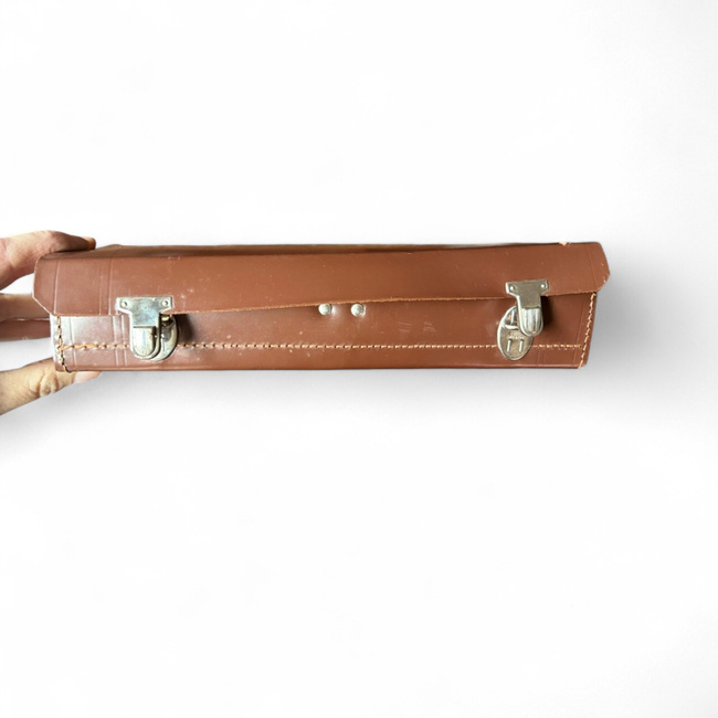 Bőr Dokumentum Táska - Román Hadsereg Katonai Surplus - Barna - Jó Állapotban