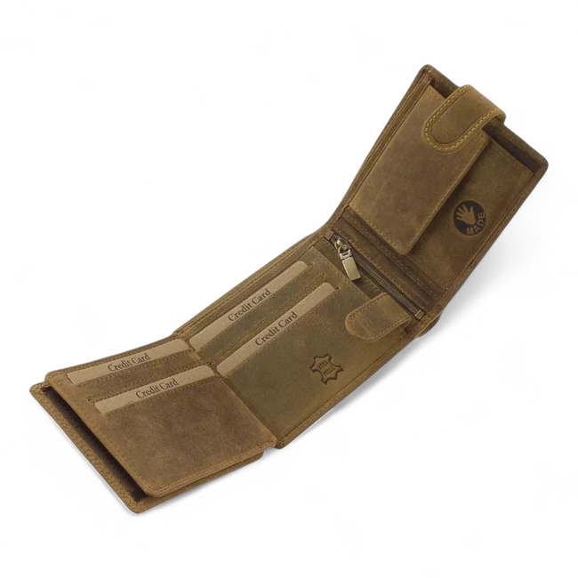 Bőrpénztárca vadászoknak mintával - Medve - Barna - GreenDeed