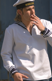 GERMAN NAVY MIDDY - WHITE/BLUE - MILITARY SURPLUS - USED