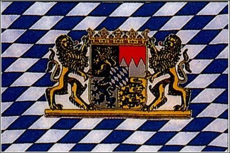 FLAG 30 x 46 cm with wooden stick BAVARIA HERALDRY & LIONS