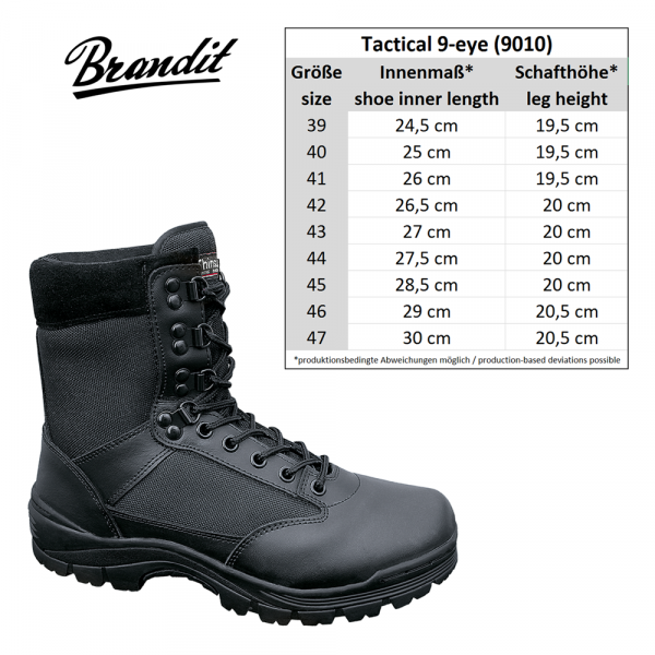 Brandit Tactical 9-eye Boots - Black