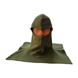 BALACLAVA WITH EAR HOLES - GREEN OD - ROMANIAN ARMY MILITARY SURPLUS - IN GOOD CONDITION