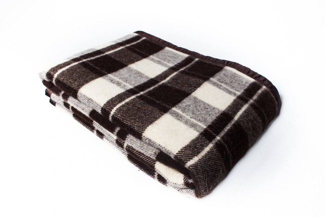 Romanian wool blanket, 145x200cm, brown - beige natural