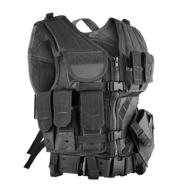 USMC TACTICAL VEST - WITH NET AND BELT - Mil-Tec® - BLACK