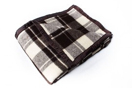 Romanian wool blanket, 140x200cm, brown - beige natural