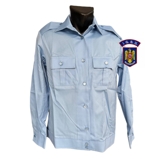 LONG-SLEEVED SHIRT WITH LONG SLEEVES, POCKETS, EPAULETS AND HEM BAND - WOMEN - BLUE - FIREFIGHTERS-I.G.S.U.