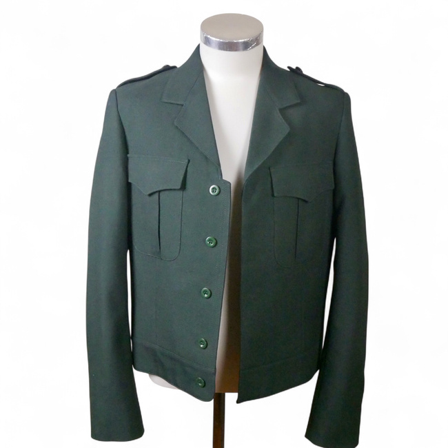 BLOUSON WITH BUTTON PLACKET - GREEN - BELGIAN MILITARY SURPLUS - LIKE NEW